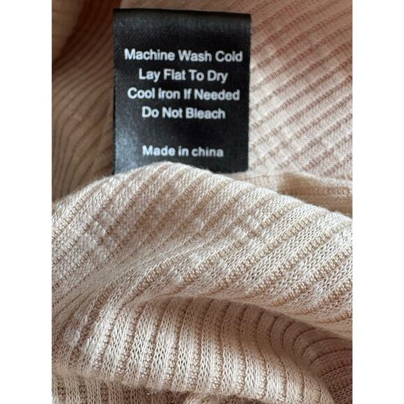 POL Beige Ribbed Knit Top - Small Cottagecore Holiday Boho Neutral Slouchy Layer - Picture 10 of 11
